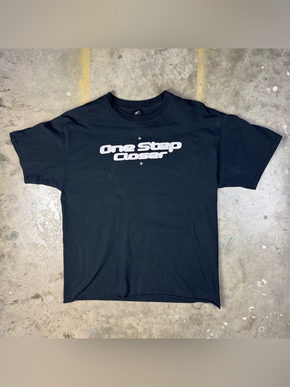 One Step Closer T-Shirt Sz Large Hanes Beefy Puffy Print Y2K Style Hardcore Punk